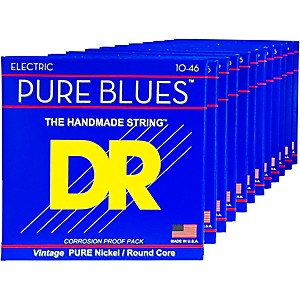 DR Strings PURE BLUES 12-Pack Pure Nickel Electric Guitar Strings - Medium 10-46  