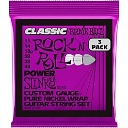 Ernie Ball Power Slinky Classic Rock and Roll Electric Guitar Strings 3 Pack