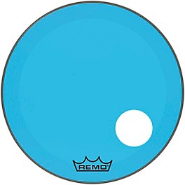 Remo Powerstroke P3 Colortone Blue Resonant Bass Drum Head with 5 in. Offset Hole