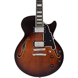 D'Angelico Premier SS Semi-Hollow Electric Guitar w/ Stopbar tailpiece Brown Burst