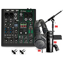 Mackie ProFX6v3+ Content Creator Bundle With AT2040 Microphones and ATH-M20X Headphones