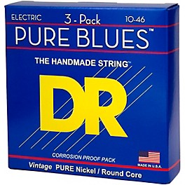 DR Strings Pure Blues Pure Nickel Electric Guitar Strings 3-Pack