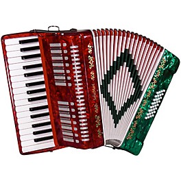 Blemished SofiaMari SM-3232 32 Piano 32 Bass Accordion Level 2 Red and Green Pearl 197881076023