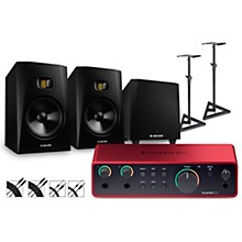 Focusrite Scarlett 2i2 4th Gen With Adam Audio T-Series Studio Monitor Pair & T10S Subwoofer Bundle (Stands & Cables Included)