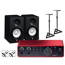 Focusrite Scarlett 2i2 4th Gen With Yamaha HS Studio Monitor Pair Bundle (Stands & Cables Included) -