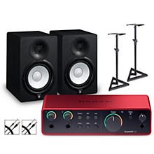 Focusrite Scarlett 2i2 4th Gen With Yamaha HS Studio Monitor Pair Bundle (Stands & Cables Included)