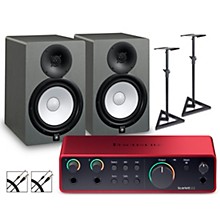 Focusrite Scarlett 2i2 4th Gen With Yamaha HS Studio Monitor Pair Bundle (Stands & Cables Included)