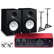 Focusrite Scarlett 2i2 4th Gen With Yamaha HS Studio Monitor Pair Bundle (Stands & Cables Included)