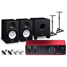 Focusrite Scarlett 2i2 4th Gen With Yamaha HS Studio Monitor Pair & HS8S Subwoofer Bundle (Stands & Cables Included)