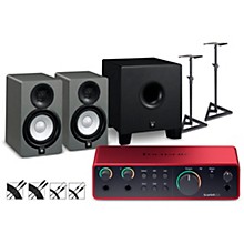 Focusrite Scarlett 2i2 Gen 4 With Yamaha HS Studio Monitor Pair & HS8S Subwoofer Bundle (Stands & Cables Included)