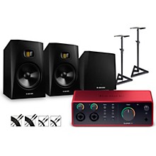 Focusrite Scarlett 4i4 4th Gen With Adam Audio T-Series Studio Monitor Pair & T10S Subwoofer Bundle (Stands & Cables Included)