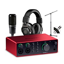 Focusrite Scarlett 4i4 4th Gen With Audio-Technica Microphone & Sterling Studio Headphone Package (Stand & Cable Included)