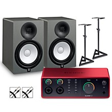Focusrite Scarlett 4i4 4th Gen With Yamaha HS Studio Monitor Pair Bundle (Stands & Cables Included)