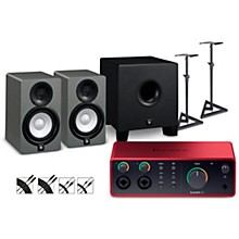 Focusrite Scarlett 4i4 4th Gen With Yamaha HS Studio Monitor Pair & HS8S Subwoofer Bundle (Stands & Cables Included) -