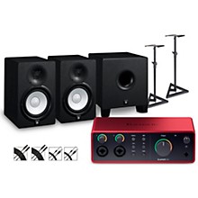 Focusrite Scarlett 4i4 4th Gen With Yamaha HS Studio Monitor Pair & HS8S Subwoofer Bundle (Stands & Cables Included) -