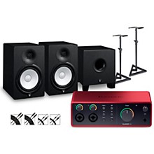 Focusrite Scarlett 4i4 4th Gen With Yamaha HS Studio Monitor Pair & HS8S Subwoofer Bundle (Stands & Cables Included)