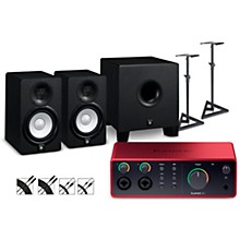 Focusrite Scarlett 4i4 Gen 4 With Yamaha HS Studio Monitor Pair & HS8S Subwoofer Bundle (Stands & Cables Included)