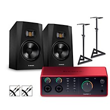 Focusrite Scarlett 4i4 Gen 4 with Adam Audio T-Series Studio Monitor Pair Bundle (Stands & Cables Included)