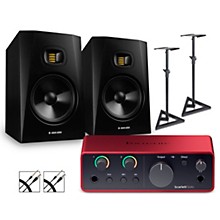 Focusrite Scarlett Solo 4th Gen With Adam Audio T-Series Studio Monitor Pair Bundle (Stands & Cables Included)