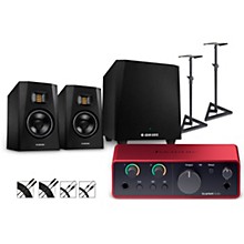 Focusrite Scarlett Solo 4th Gen With Adam Audio T-Series Studio Monitor Pair & T10S Subwoofer Bundle (Stands & Cables Included)