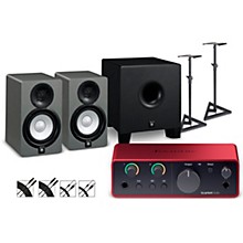 Focusrite Scarlett Solo 4th Gen With Yamaha HS Studio Monitor Pair & HS8S Subwoofer Bundle (Stands & Cables Included)