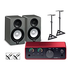 Focusrite Scarlett Solo Gen 4 With Yamaha HS Studio Monitor Pair Bundle (Stands & Cables Included)