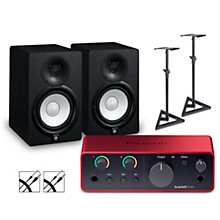 Focusrite Scarlett Solo Gen 4 With Yamaha HS Studio Monitor Pair Bundle (Stands & Cables Included)