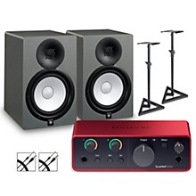 Focusrite Scarlett Solo Gen 4 With Yamaha HS Studio Monitor Pair Bundle (Stands & Cables Included)