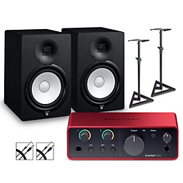 Focusrite Scarlett Solo Gen 4 With Yamaha HS Studio Monitor Pair Bundle (Stands & Cables Included)