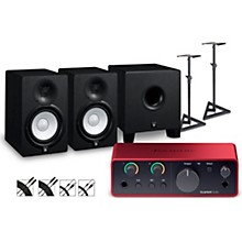 Focusrite Scarlett Solo Gen 4 with Yamaha HS Studio Monitor Pair & HS8S Subwoofer Bundle (Stands & Cables Included)