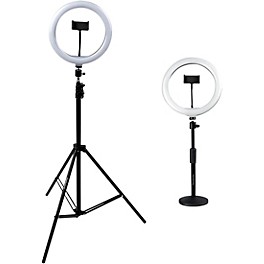Gator Set of Two Height-Adjustable Stands With Pivoting LED Ring Lights and Universal Phone Holders