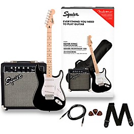 Squier Sonic Stratocaster Electric Guitar Pack With Fender Frontman 10G Amp Black