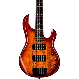 Blemished Sterling by Music Man StingRay 5 RAY35 HH Spalted Maple Top Bass Level 2 Blood Orange Burst 197881163327