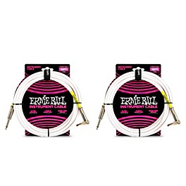 Ernie Ball Straight-Angle Instrument Cable, White 2-Pack