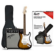 Stratocaster Electric Guitar Pack With Squier Frontman 10G Amp Brown Sunburst