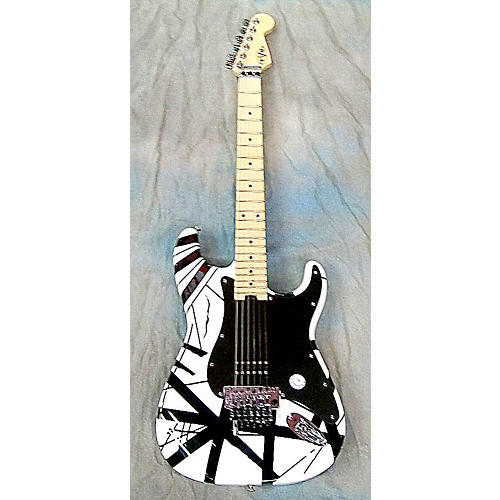 Striped Series Black And White Solid Body Electric Guitar | Guitar Center