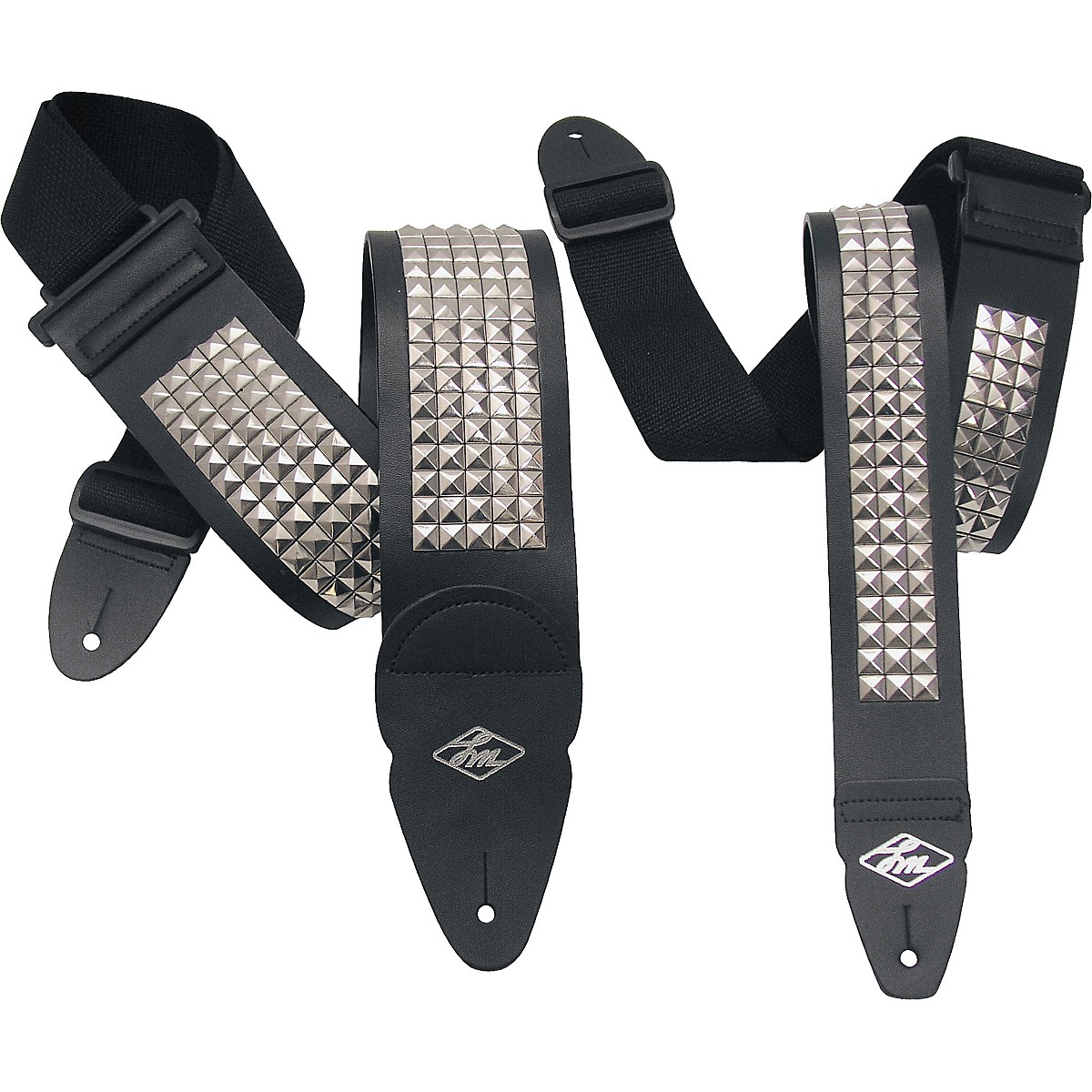 LM Products Studded Leather Guitar Strap Black 3 in. | Guitar Center