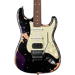 Fender Custom Shop SuperNova Stratocaster HSS Heavy Relic Floyd Rose Electric Guitar Black over Purple Sparkle