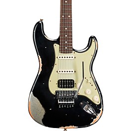 Fender Custom Shop SuperNova Stratocaster HSS Heavy Relic Floyd Rose Electric Guitar Black over Silver Sparkle