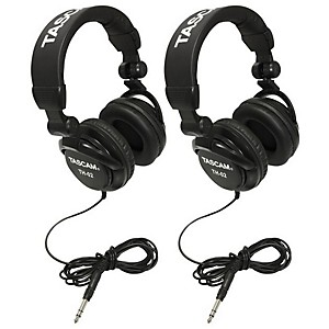 TASCAM TH-02 Recording Studio Headphones, 2-Pack, Black  