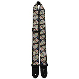 Perri's The Hope Collection by Selena 2" Jacquard Guitar Strap Happy Sugar Skulls w Black Background 2 in.