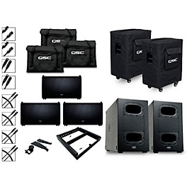 QSC Three LA112 Ground Stack Active Line Array Speakers Package With Two KS212C Subwoofers