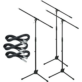 Musician's Gear Tripod Mic Stand With 20' Mic Cable 3-Pack