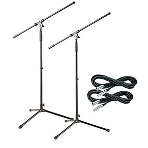 Restock Musician's Gear Tripod Mic Stand with 20 Foot Mic Cable (2 Pack)  