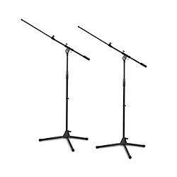 Tripod Microphone Stand With Telescoping Boom Black 2-Pack