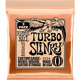 Ernie Ball Turbo Slinky Nickel Wound Electric Guitar Strings 3-Pack