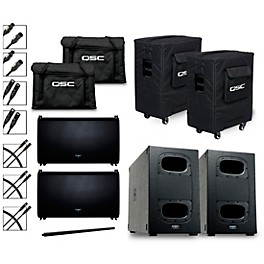 QSC Two LA112 Pole Mounted Active Line Array Speakers Package With Two KS212C Subwoofers