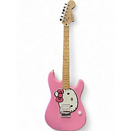 Used 2006 Squier Hello Kitty Stratocaster Single Hum Pink With Kitty Pickguard Pink Solid Body Electric Guitar