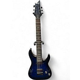 Used 2010s Schecter Guitar Research omen elite 7-string Trans Blue Solid Body Electric Guitar