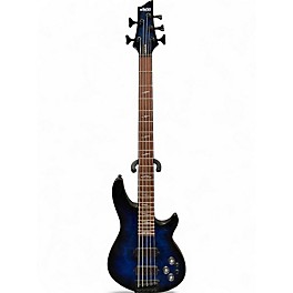 Used 2020s Schecter Guitar Research Omen Elite 5 blue burl Electric Bass Guitar
